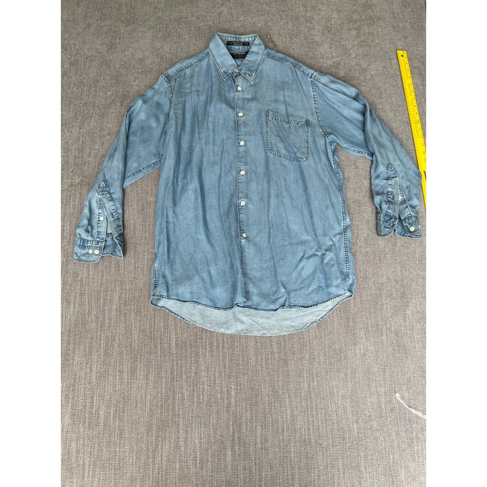 Options Unlimited Matt Totillo Denim Shirt Mens Medium Blue Collared Button Up